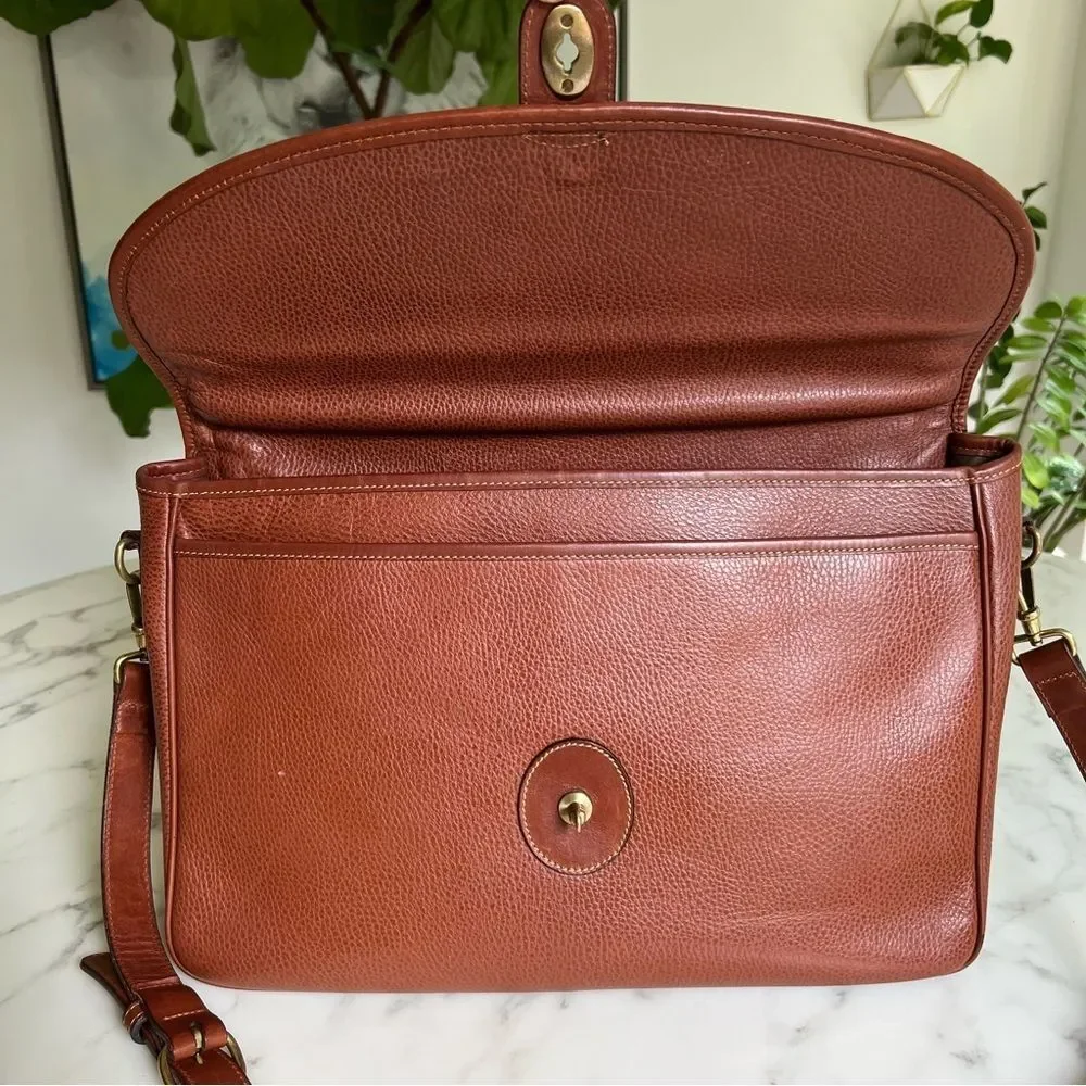 COACH Vintage Sheridan Sumter Briefcase 5268 Tan Pebble Leather Brass 90's USA